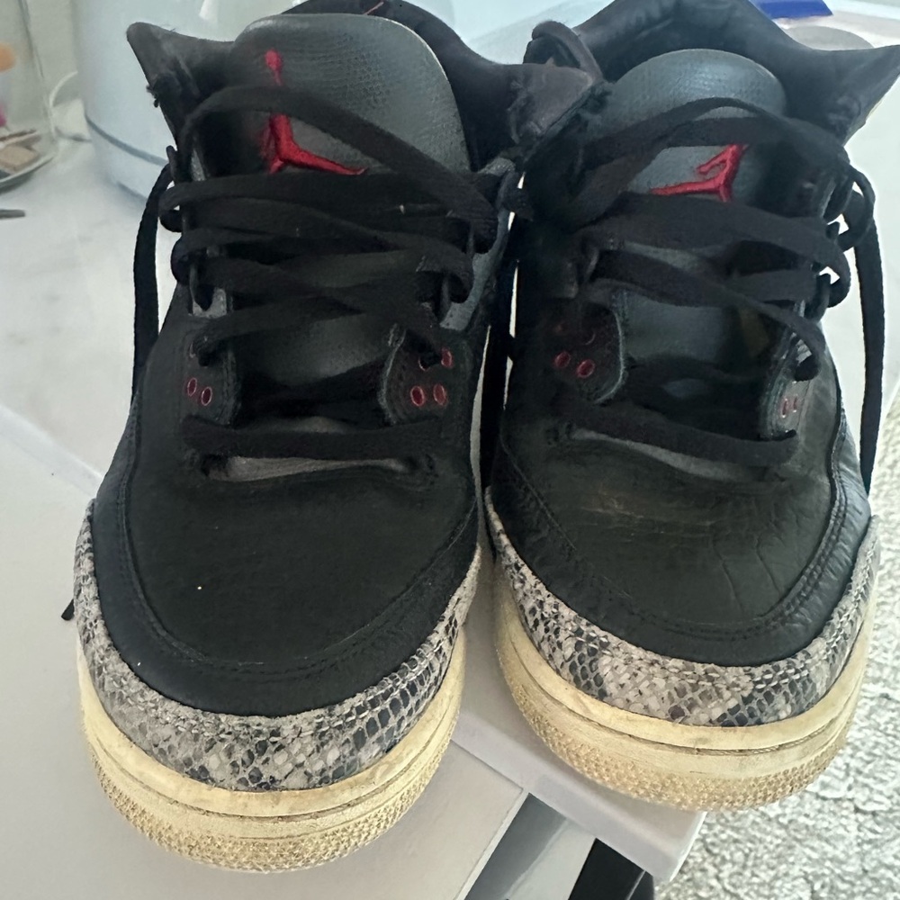 Jordan Men’s Black Sneakers with Red Jumpman and Gray Elephant Print